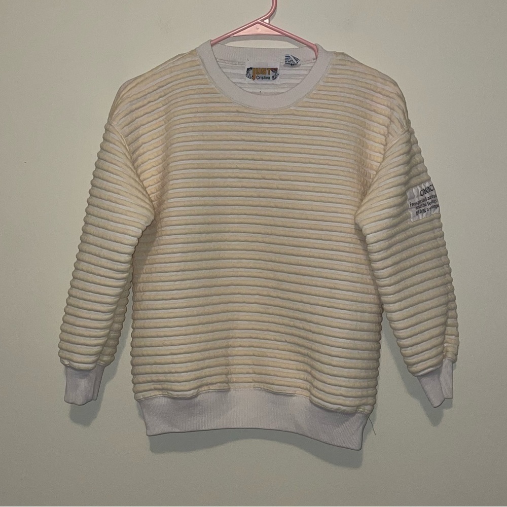 80s Vintage Just Cristina Yellow Textured Sweatshirt with Choices Size Small - Picture 1 of 7